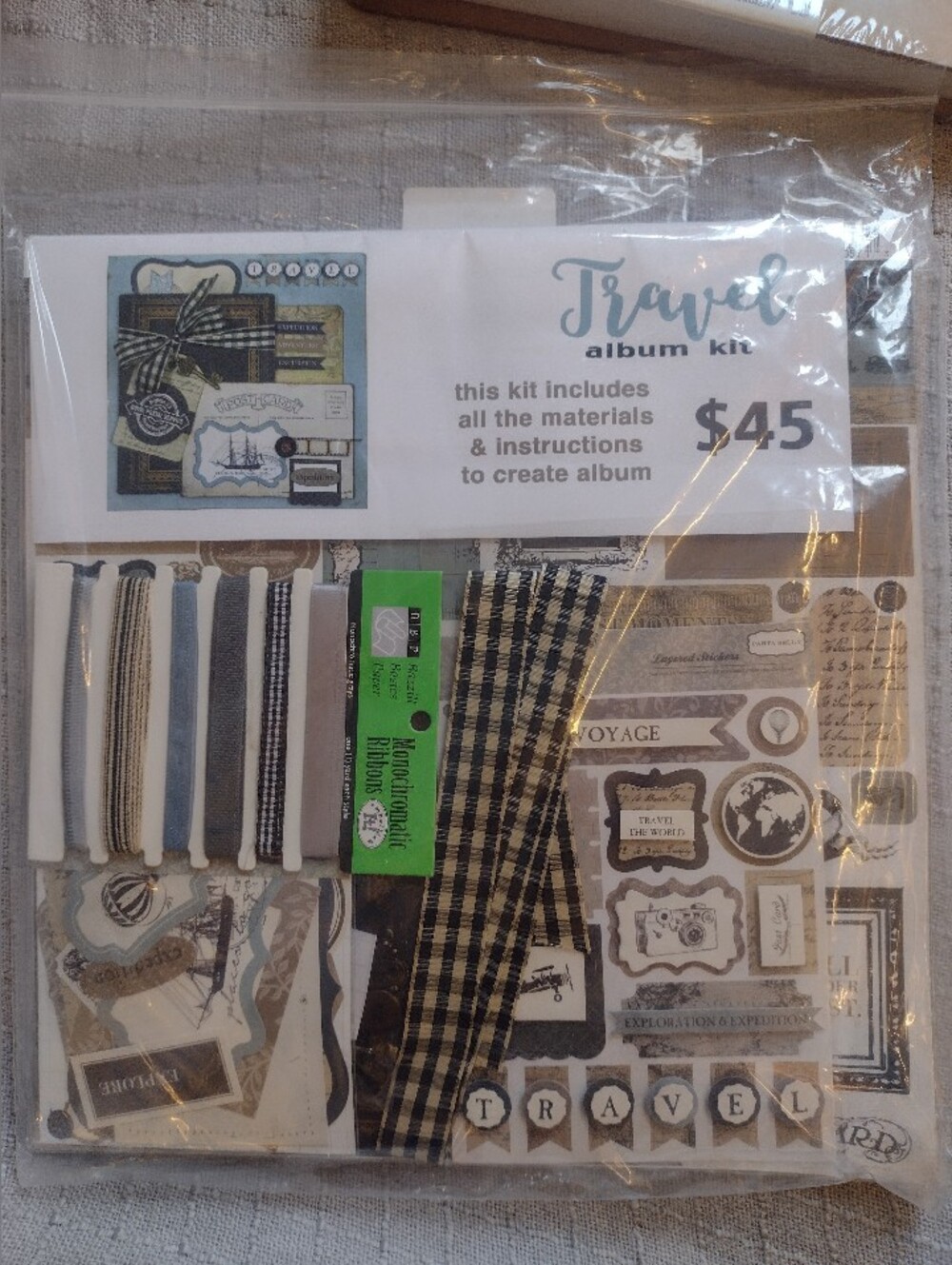 BasicGrey Capture Travel Pocket Page Album Scrapbook Kit NEW Discontinued